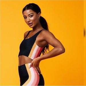 Beach Riot Sport Tessa Ribbed Crop Top in Coral Stripe